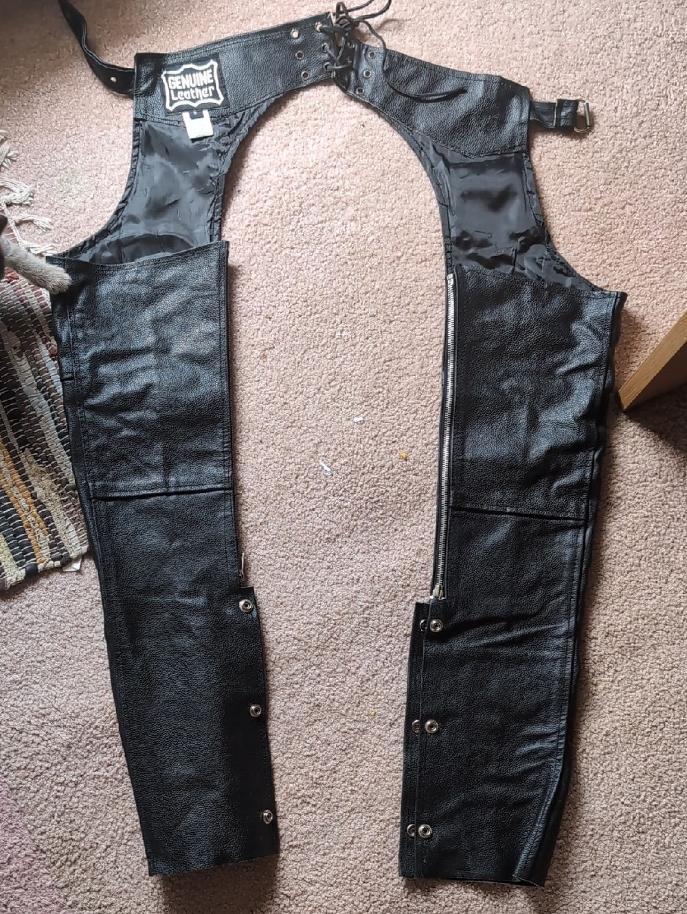 Genuine Leather Black Childrens Motorcycle Chaps